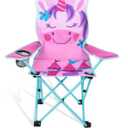 Kids Folding Camping Chair with Cup Holder and Carry Bag-Portable Outdoor Lawn Chair for Children, 225 lbs. Capacity