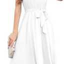 Bbonlinedress Women Halter Chiffon Wedding Bridesmaid Dress Cocktail Formal Sleeveless Prom Party Maxi Flowy Summer Dress, XL, White
