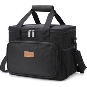 Lifewit Large Lunch Bag Insulated Lunch Box Soft Cooler Cooling Tote for Adult Men Women, Black 24-Can (15L)