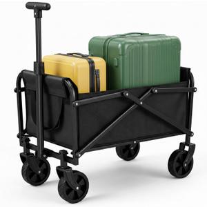 120L Small Collapsible Wagon Cart Foldable Garden Cart with All Terrain Wheels, Large Capacity Utility Wagon for Beach, Camping, Grocery, Shopping, Outdoor Sports