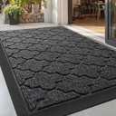 LUMI Thin Door Mat, Low Profile Front Doormats for Entryway, Absorbent Mud Resistant Outside Welcome Mats, 24"x36", Quatrefoil Grey