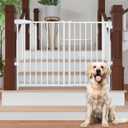 No Bottom Bar Baby Gate for Stairs Doorways, 29.5-43 in Wide Dog Gates Indoor, Adjustable Child Safety Gate Walk Thru, Auto Close Pet Gate for Kids Expandable Wall Mounted, Portable White