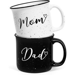 YHRJWN New Parents Mugs Set - Mom & Dad Gifts for Couples, Perfect for Mothers Day, Fathers Day & Christmas, 15 Oz Each (White,black)