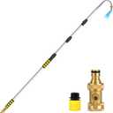 24FT Reach Gutter Cleaning Tools from Ground, Telescopic Rain Gutter Cleaners Tool with Hose Attachment and Heavy Duty Wand & Connecting Adapter, 16FT