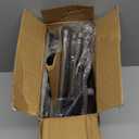 Folews Broom and Dustpan Set, Heavy Duty Dust Pan with Long Handle 51 Inch Broom with Dustpan Combo Set Upright Self-Cleaning Dust Pan Home Kitchen Lobby Indoor Outdoor Sweeping Cleaning Tool - Gray