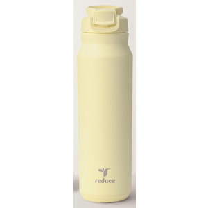 REDUCE 32 oz Hydrate Pro Stainless Steel Insulated Water Bottle - Flip Top Leak-Proof Lid, Dishwasher Safe, BPA-Free, Dual Wall Vacuum, Keeps Drinks Cold for 48 Hrs, Cup Holder Friendly - light yellow
