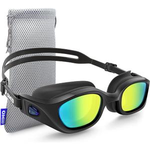 OMID Swim Goggles, P3 Anti-Fog Swimming Goggles for Men Women Anti-UV Goggles (A2-allblack-gold)