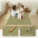 Vegan Leather Baby Play Mat, Wipe-Clean Play Mat for Floor, 50x50 in Thicken Foam Cushioned & Waterproof Playpen Mats for Infants, Kids and Toddlers, Green