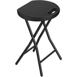 TAVR Furniture Portable Folding Chair with Handle, Heavy Duty Round Fold Stool Chair with 500lbs Capacity for Adults, 18 Inch Foldable Stool for Dorm, Kitchen, Vanity, Church and Outdoor use, Black, 1 Pcs 18-Inch