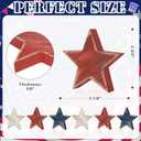 COCHIE 4th of July Decorations Wooden Star Set of 6, Labor Day Decor, Patriotic Memorial Day Tiered Tray Decor, Red White and Blue Veterans Day Decorations for Home Office Table Shelf (Retro Solid)