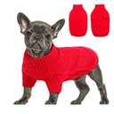 Queenmore Small Dog Pullover Sweater, Cold Weather Cable Knitwear, Classic Turtleneck Thick Warm Clothes for Chihuahua, Bulldog, Dachshund, Pug (Red, Small)
