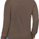 VISLILY Womens-Plus-Size-Dressy-Tops Trendy Puff Long Sleeve Casual Shirts (Brown, XXXL)