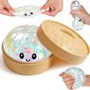 Glitter Dumpling, 2026 New Glitter Dumpling Squishy Box, Stress Relief, Soft Squeeze Decompression Dough for Stress Relief (Transparent)