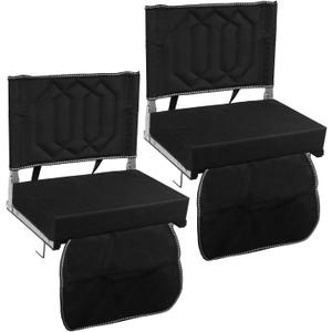 Portable Folding Stadium Chair with Back Support (2 Pack, Black)
