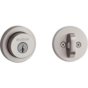 Kwikset 158 Milan Deadbolt Lock, Satin Nickel Round Exterior Keyed Front Entry Door, Pick Resistant SmartKey Rekey Security, Single Cylinder Dead Bolt, with Microban Protection