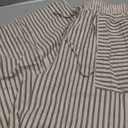 Yeokou Women's Wide Leg Pants Drawstring Striped Cotton Mid Rise Casual Long Palazzo Trousers with Pockets (Beige, L)