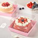 ZORRITA 7 x 7 x 4 Inches Paper Cake Boxes with Clear Lids, 20 Pack Disposable Charcuterie Boxes Square Food Containers for 4-6 Inch Cake, Dessert, Pie, Cupcake, Bakery (Pink)