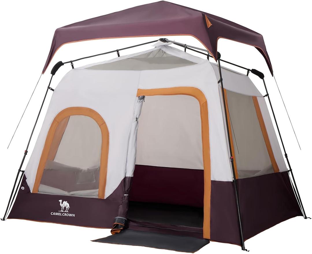 Camping Tents 6 Person Pop Up - Sets Up in 60s for Family Camping, Windproof Design, Family Cabin Tent with Rainfly & Backpack Carry Bag