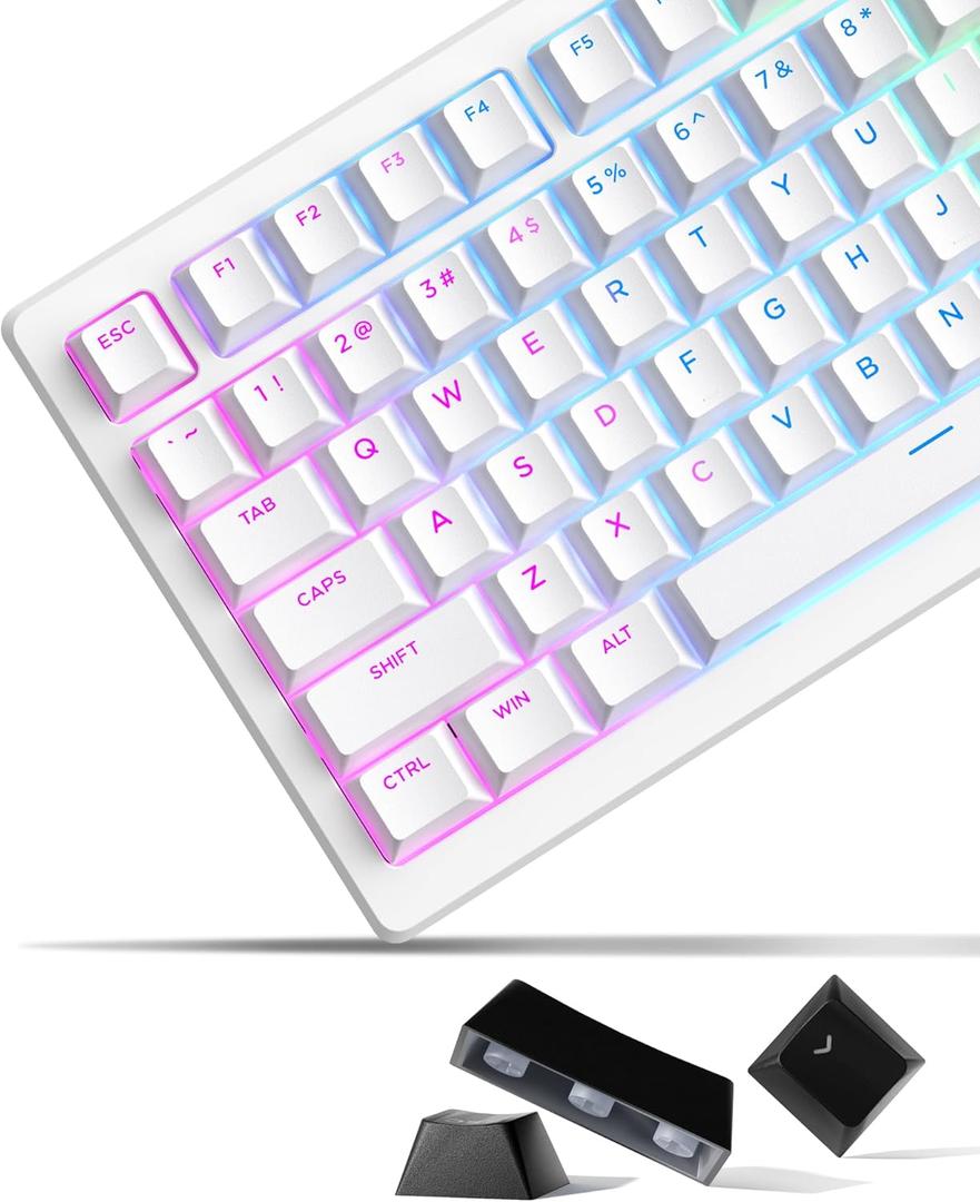 SDYZ x XVX Doubleshot PBT Keycaps 60 75 100 Percent - Shine Through Keycaps, for Mechanical Keyboards, Full 131 Key Set, OEM Profile, Backlit - White