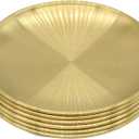 6 Pcs 5.5 Inch Circular Trinket Tray, Gold Stainless Steel, for Serving Trays Towel Storage Dish Plate Tea Fruit Trays Jewelry Plate Decorative Storage Tray (5.5 Inch, Gold)