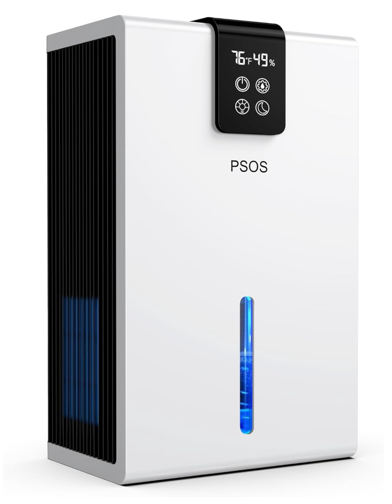 PSOS Dehumidifier, 99oz Dehumidifiers for Basement (900 sq.ft), Quiet Dehumidifiers for Home with Auto Shut Off, Portable Dehumidifier for Room with 2 Working Modes, 7 Colors LED Light