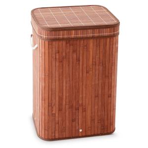 1 Pack 21 Gallon Bamboo Slim Trash Can with Lid Large Foldable Slim Rectangular Garbage Can Bamboo Waste Basket for Bathroom Bedroom Office Home Salon Spa (Coffee)