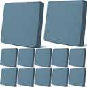 Newwiee 12 Pcs Patio Outdoor Cushion Covers Replacement Waterproof Stretch Sofa Couch Cushion Covers Washable Individual Couch Slipcovers Set Furniture Protector for Pets(20-27 Inch,Gray Blue)