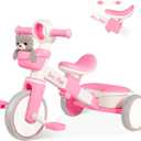 Tricycle for Toddlers 1-3 Years Old Toy, Adjustable Kids Bike for Boys Girls Birthday Gift Age 2-4, Baby Trike with Storage Baskets & Removable Pedals