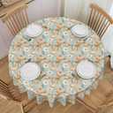 Thanksgiving Round Tablecloth 60 Inch Pumpkin Daisy Pattern Waterproof Dining Table Cover for Autumn Thanksgiving Heat Resistant Kitchen Decor Reusable Harvest Party Table Cloth