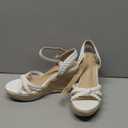 Espadrille Wedge Sandals for Women Braided Knot Ankle Strap Open Toe Platform Sandals, White, Size 8