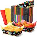 Dispowreath 50 Set Back to School Food Trays with Wax Paper Trays Disposable Nacho Snack Boats Paper Food Holder for Welcome First Day of School Party Supplies Decoration