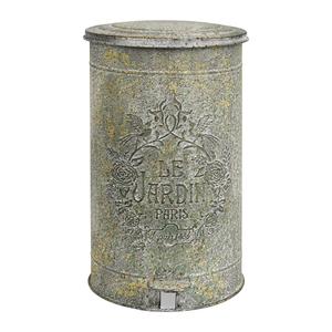 Retro Outdoor Trash Can with Lid 17L/4.5 Gallon Waste Container with Pedal Garbage Poop Bin Kitchen Waste Bins Touchless Bathroom Garbage Can Room Park Garden Decor (Gray Green)