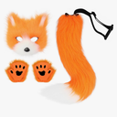 Adolala Faux Fur Fox Tail Cat Wolf Set Plush Mask Fluffy Paw Gloves Halloween Christmas Party for Women