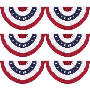2x4Ft American Flag Bunting Patriotic Decorations,6 Pcs USA Pleated Fan Flag Brass Grommets Quality, Large Size Half Fan Banner Indoor/Outdoor Decorations for 4th of July, Memorial Day and Veterans Da