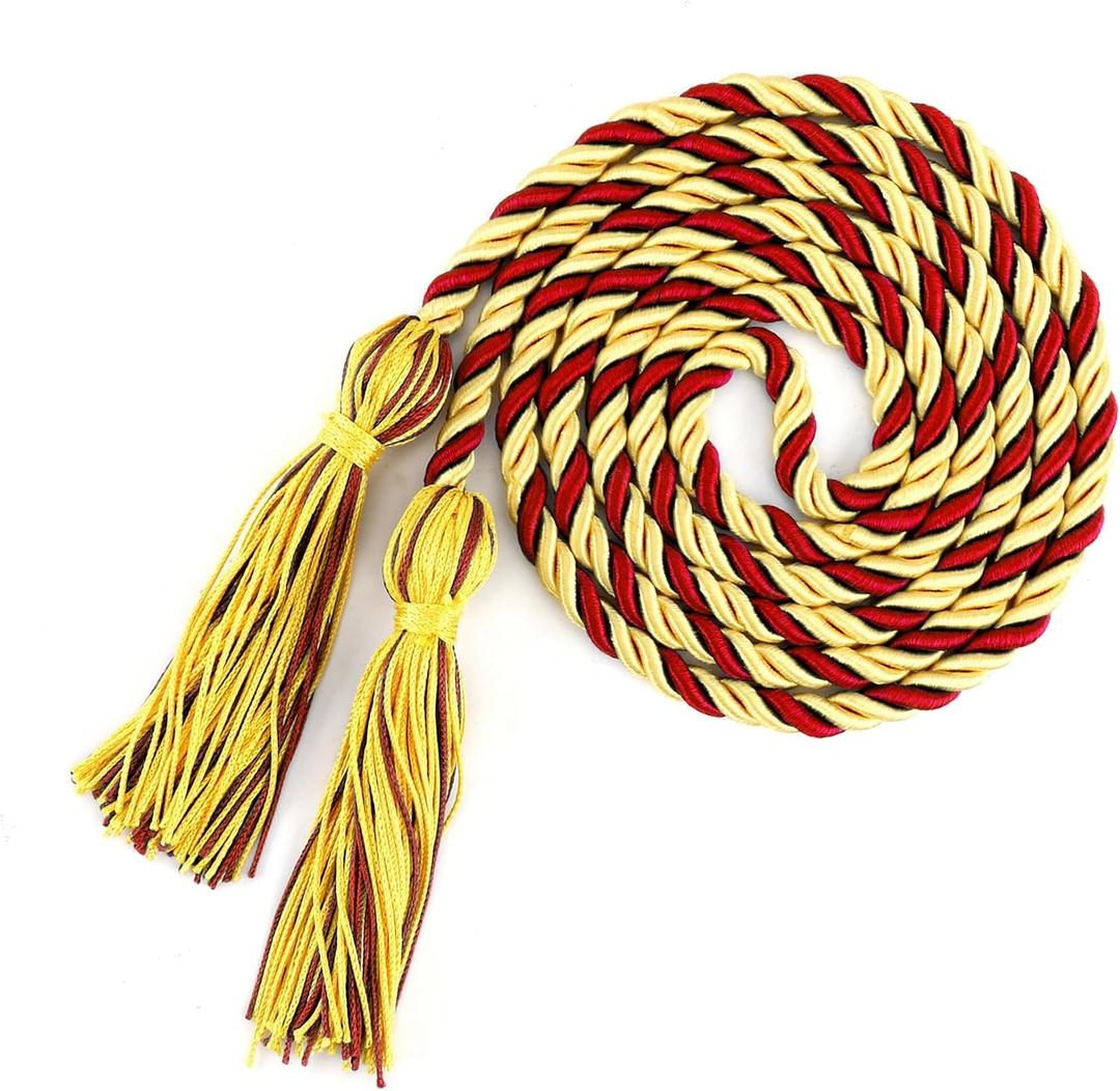 Red Gold Graduation Cords, Cords for Graduation 2026, Graduation Tassel Cord, Honor Cords, 67" Long Braided Graduation Ropes Cords for Graduation Decorations Bachelor Gown Master Doctoral