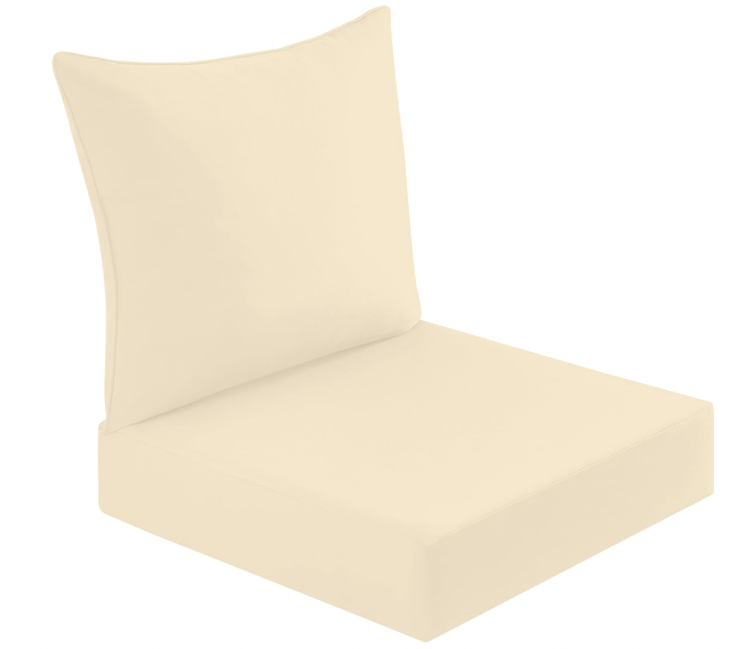 downluxe Waterproof Outdoor Chair Cushions Set of 2, 19" x 19" x 3", Square Outdoor Cushion for Patio Furniture