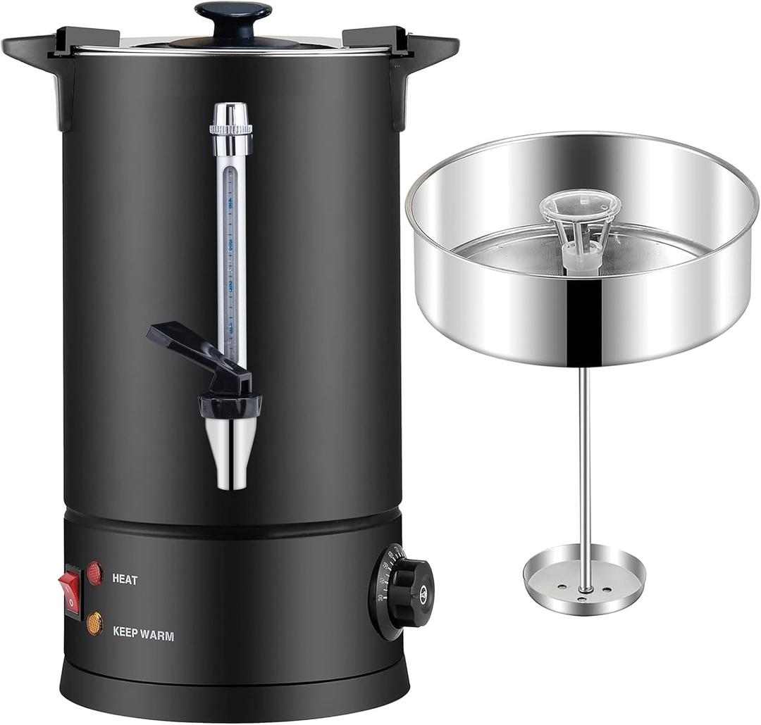 Commercial Coffee Urn 304 Grade Stainless Steel Percolate Coffee Pot Coffee Maker Hot Water Urn 1600W Hot Drink Dispenser for Catering, 8L 50-Cup