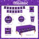 Graduation Party Supplies Gatherfun Graduation Party Dinnerware Set Purple Disposable Paper Plates Napkins Cups Tablecloth Banner for Congrats Grad Party Decorations, Serve 25