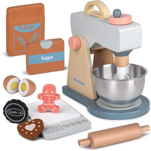 Play Kitchen Accessories Wooden Mixer Set Pretend Play Food Sets for Kids Role Play Toys for Girls and Boys (Mixer Set)