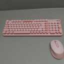 Wireless Keyboard and Mouse Combo, 2.4GHz USB Receiver, Plug and Play, Retro Full Size Typewriter Keyboard and Wireless Mouse for Computer, Laptop, Windows, Mac, and PC (Pink)