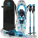 G2 30 Inches Blue Light Weight Snowshoes for Women Men Youth, Set with Trekking Poles, Tote Bag, Special EVA Padded Ratchet Binding, Heel Lift, Toe Box
