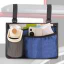 2 x Wheelchair Bag Side Storage Pouch with Cup Holder & Phone Pocket, Heavy-Duty Armrest Organizer for Walker, Rollator, Mobility Scooter AccessoriesBlue
