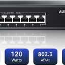 8 Port PoE Switch Gigabit 120W, Gigabit Unmanaged Ethernet Switch, Plug & Play, 802.3af/at Compliant, Metal Housing, 8-Port Network Switch for Home/Office Energy Efficient Silent Operation
