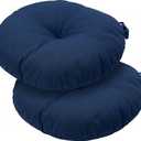 Outdoor Bistro Chair Cushions Set of 2, 15 inch Tufted Round Seat Cushions with Ties, Waterproof Chair Pad for Patio Deck Furniture