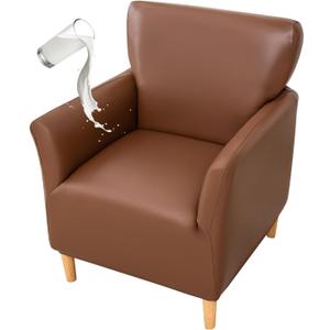 FUANGUI Waterproof PU Leather Banquet Armchair Slipcover Chair Covers with Arms, Stretch Club Chair Slipcover Soft Sofa Covers Anti-Slip Furniture Protector for Dogs Pets Home Living Room Decor (1PCS)