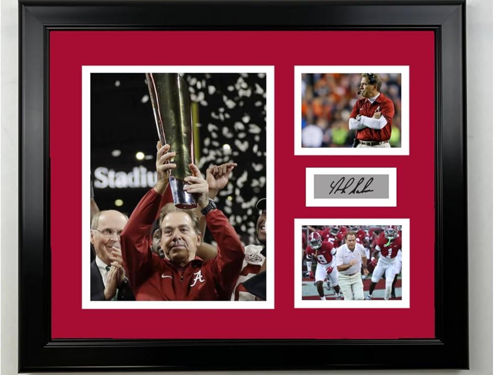 Team Up with Nick Saban! Framed and Matted Personalized Picture. Add Your Photo!(24x32)