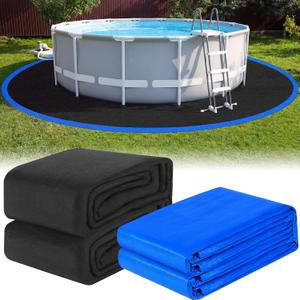 Hahood 2 Pieces 15.5FT Round Pool Liner Pad for Above Ground Swimming Pools Waterproof Swimming Pool Mat and Felt Liner Pad for Puncture Resistant, Extend Liner's Life