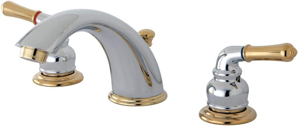 Kingston Brass KB964 Magellan Widespread Bathroom Faucet with Retail Pop-Up, Polished Chrome/Polished Brass (8-Inch Adjustable Center)
