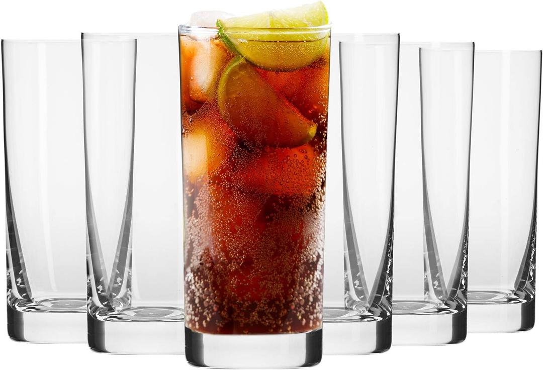 Krosno Highball Glasses, Set of 6, 11.8 oz, Blended Collection, Crystal Glass, Perfect for Everyday, Multipurpose Glasses, Dishwasher Safe, Made in Europe