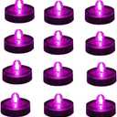 Zhiweikm Bright LED Battery Operated Flameless Tea Light, Submersible Tea Candle Waterproof Decorations Underwater Vase Light for Party & Wedding, Pack of 12, Pink